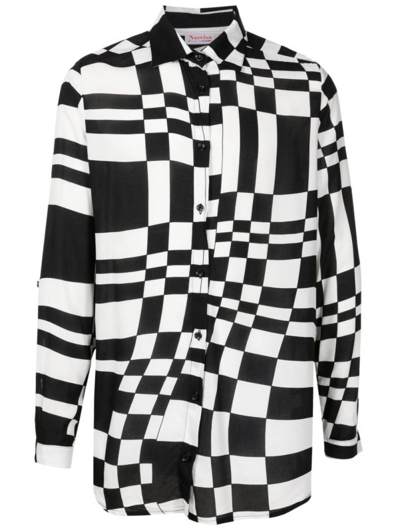 Amir Slama geometric-print buttoned shirt - Black von Amir Slama