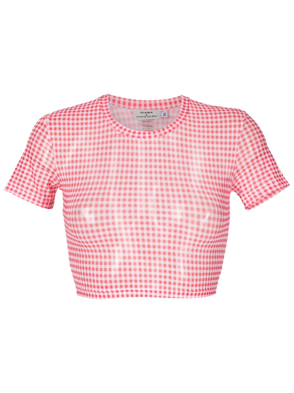 Amir Slama gingham-check pattern crop T-shirt - Red von Amir Slama