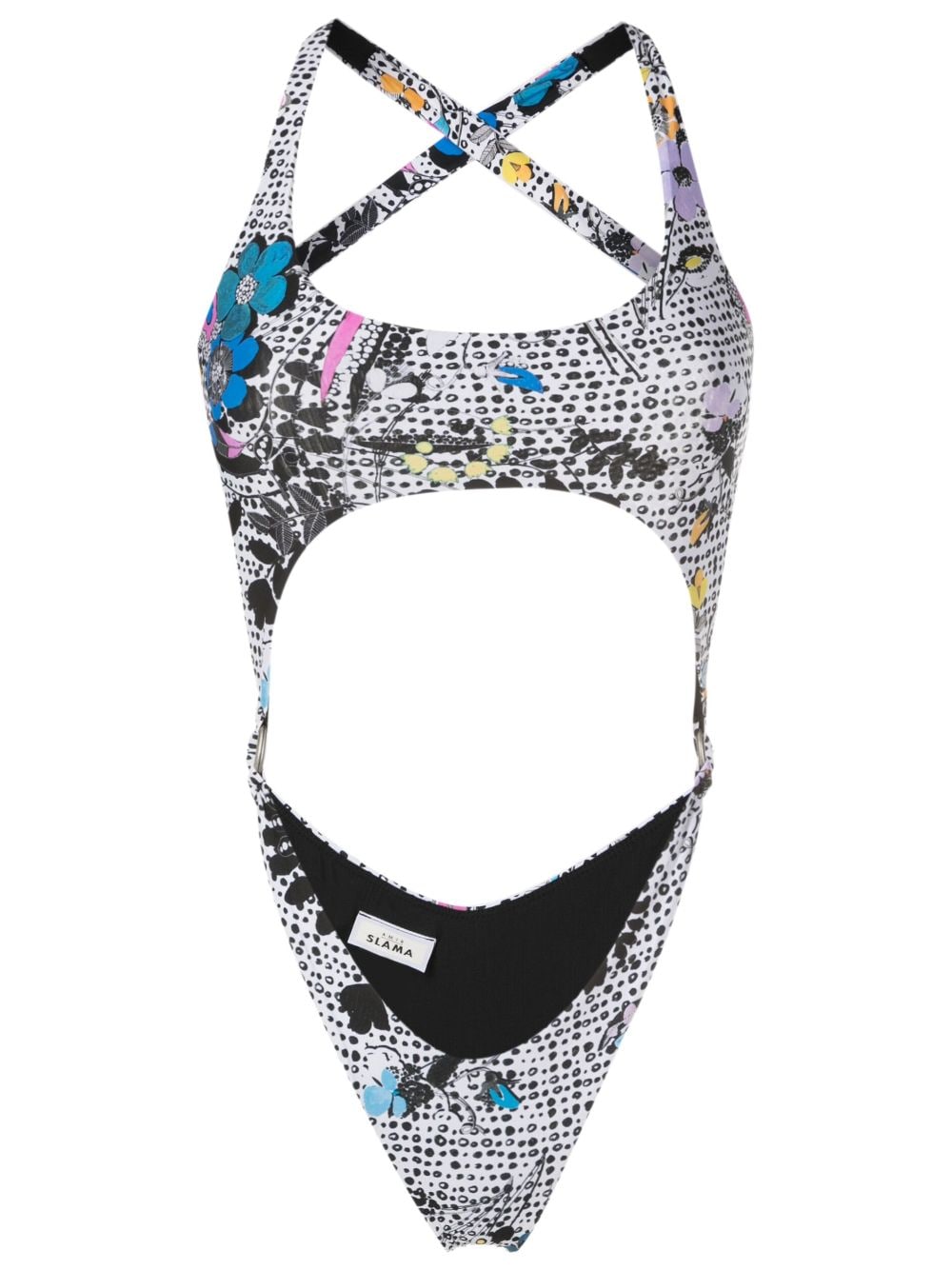 Amir Slama graphic-print cut-out detailing swimsuit - Multicolour von Amir Slama