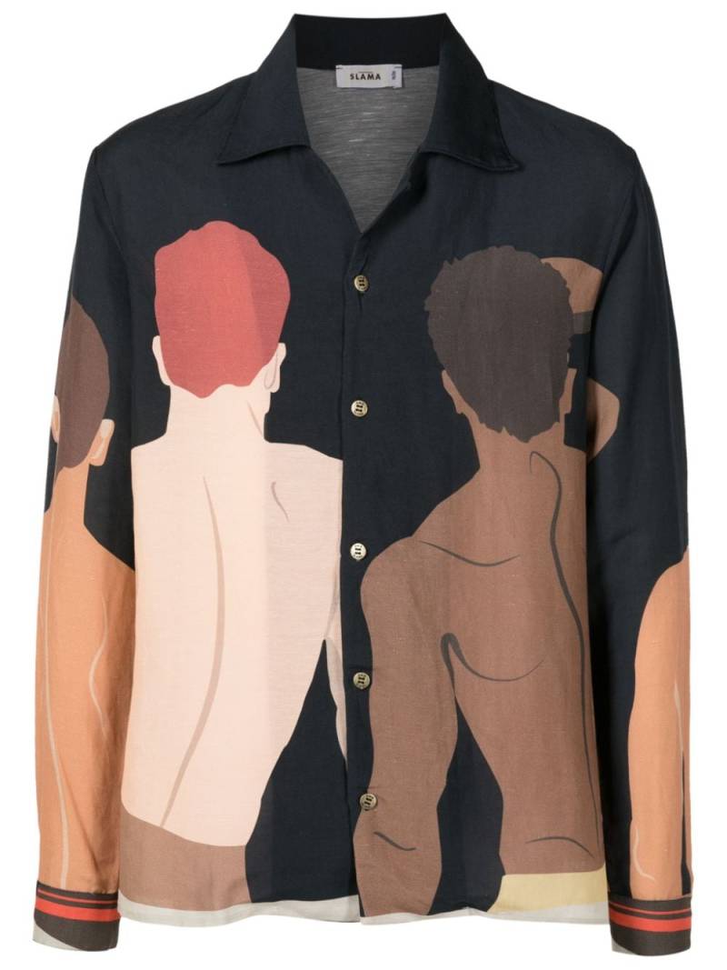 Amir Slama graphic-print long-sleeved shirt - Brown von Amir Slama