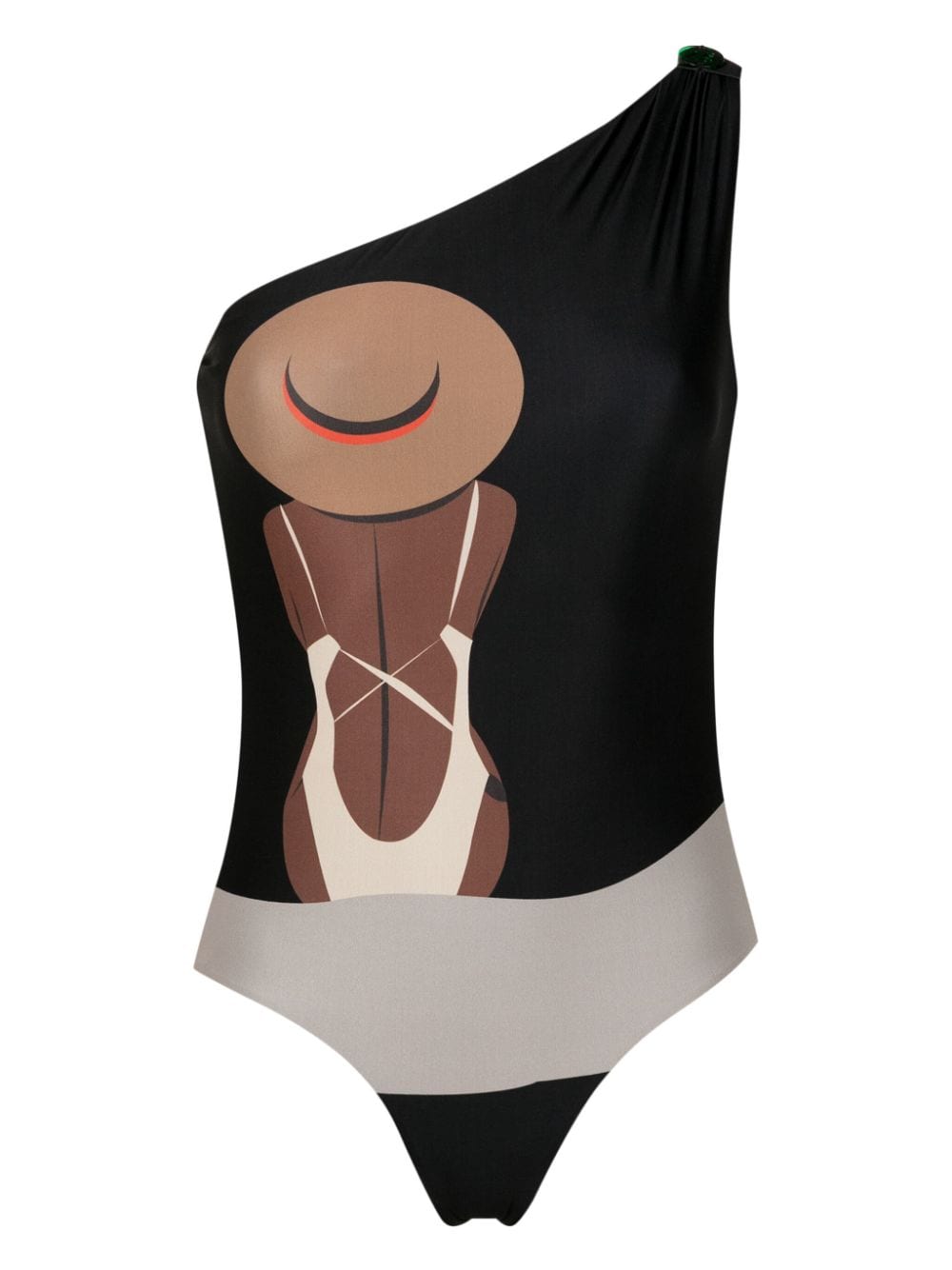 Amir Slama graphic-print swimsuit - Black von Amir Slama