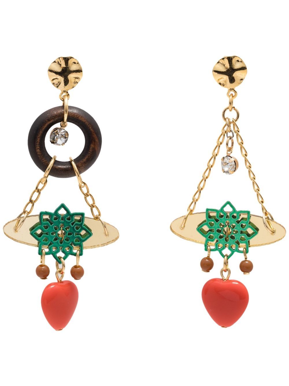 Amir Slama heart-charm chandelier earrings - Gold von Amir Slama