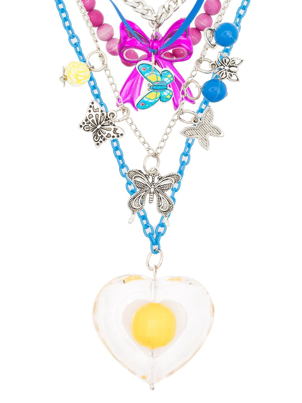 Amir Slama heart multi chain necklace - Multicolour von Amir Slama