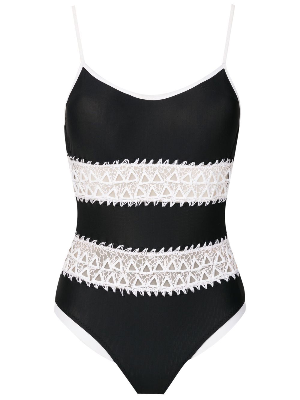 Amir Slama lace-detail stripe swimsuit - Black von Amir Slama