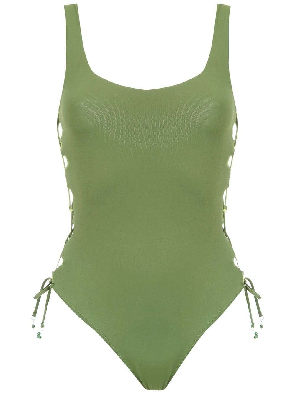 Amir Slama lace up detail swimsuit - Green von Amir Slama