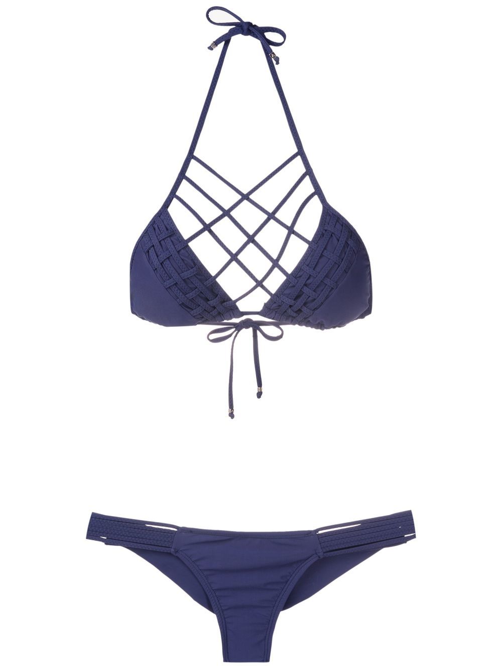 Amir Slama lattice-strap bikini set - Blue von Amir Slama