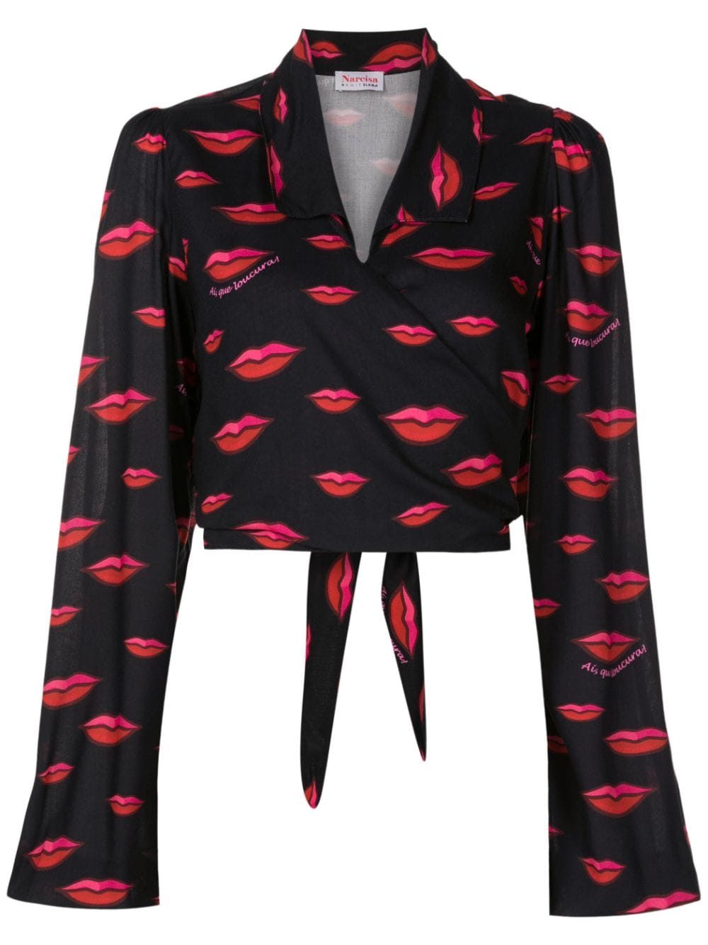 Amir Slama lips-print long-sleeved shirt - Black von Amir Slama