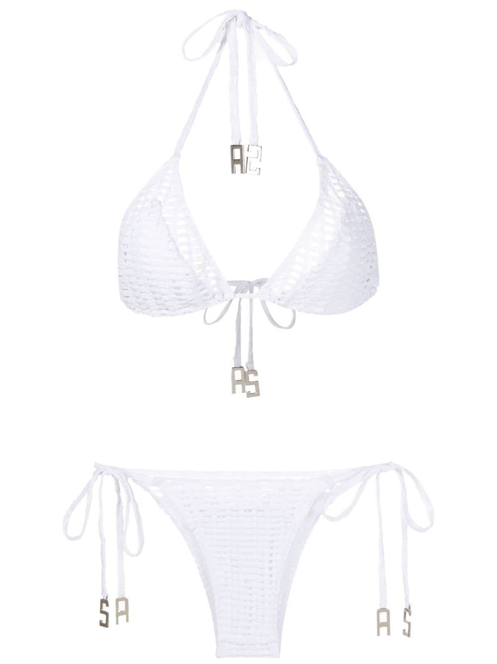 Amir Slama logo-pendant stretch bikini - White von Amir Slama