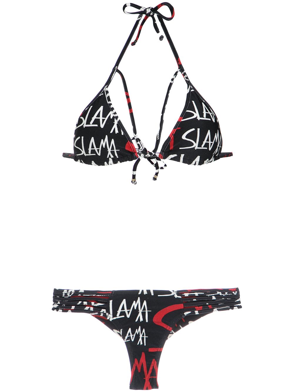 Amir Slama logo print bikini set - Black von Amir Slama