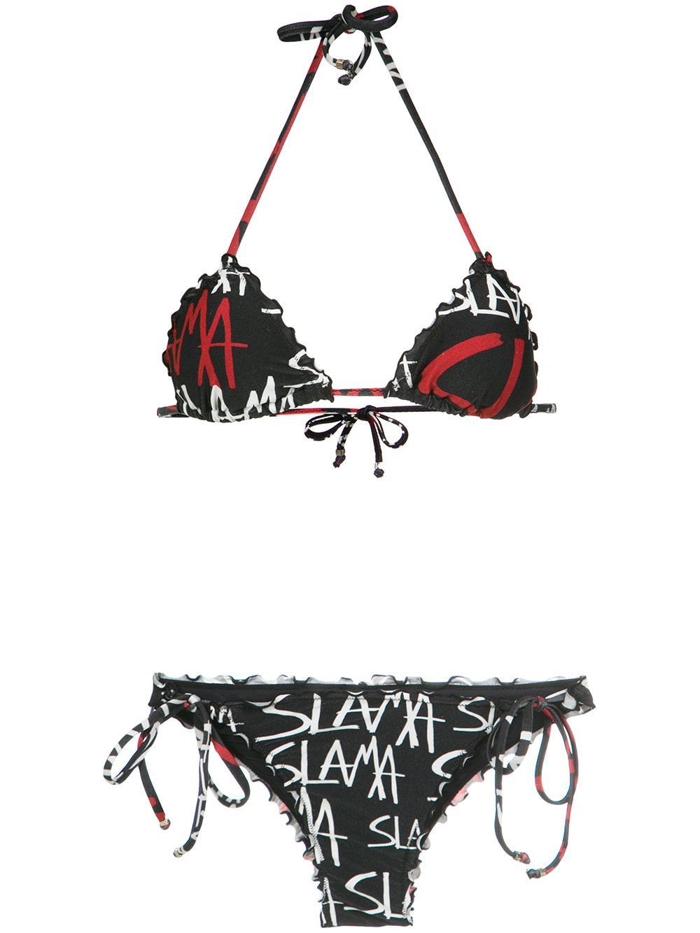 Amir Slama logo print bikini set - Black von Amir Slama