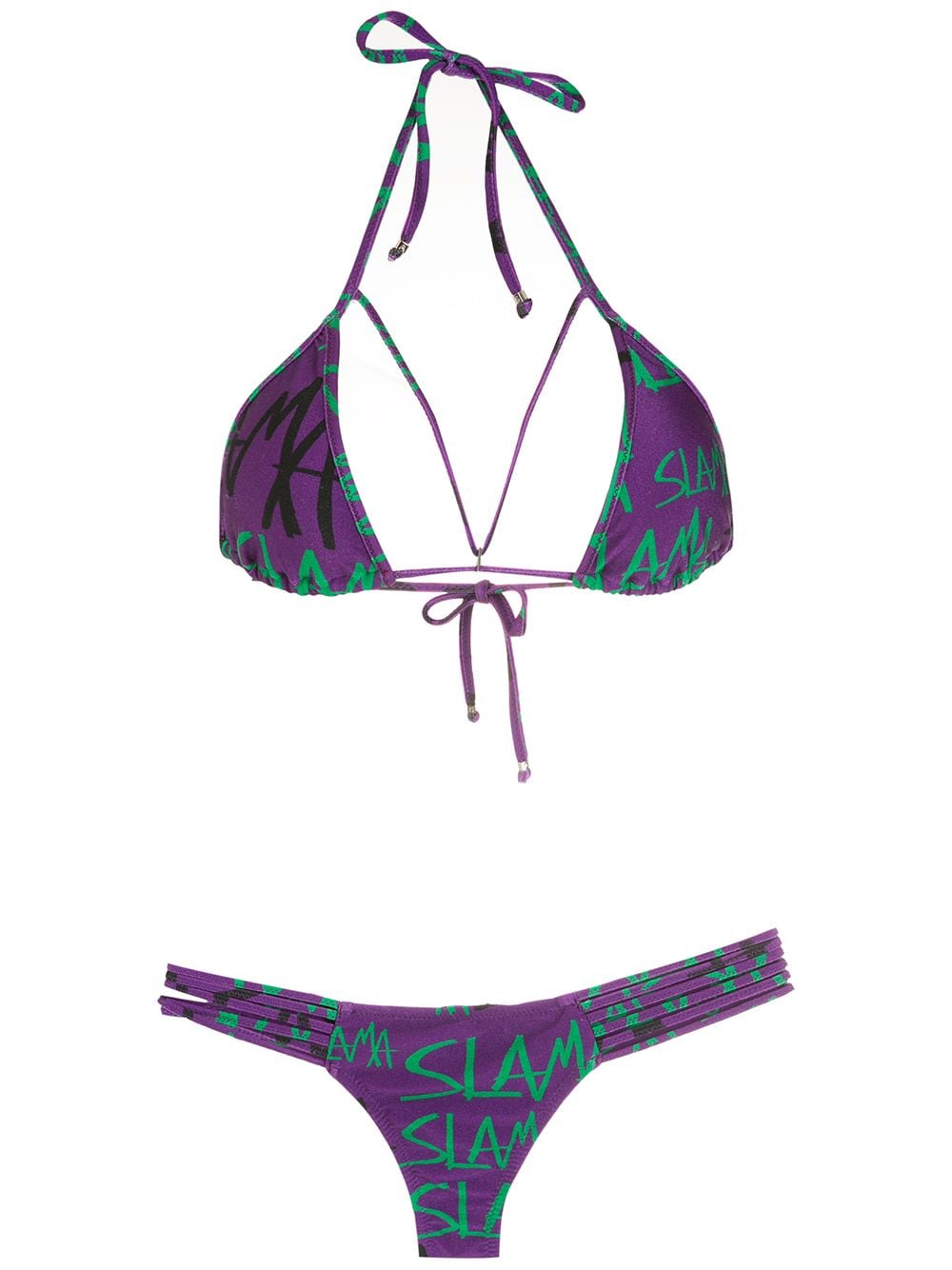 Amir Slama logo print bikini set - Purple von Amir Slama