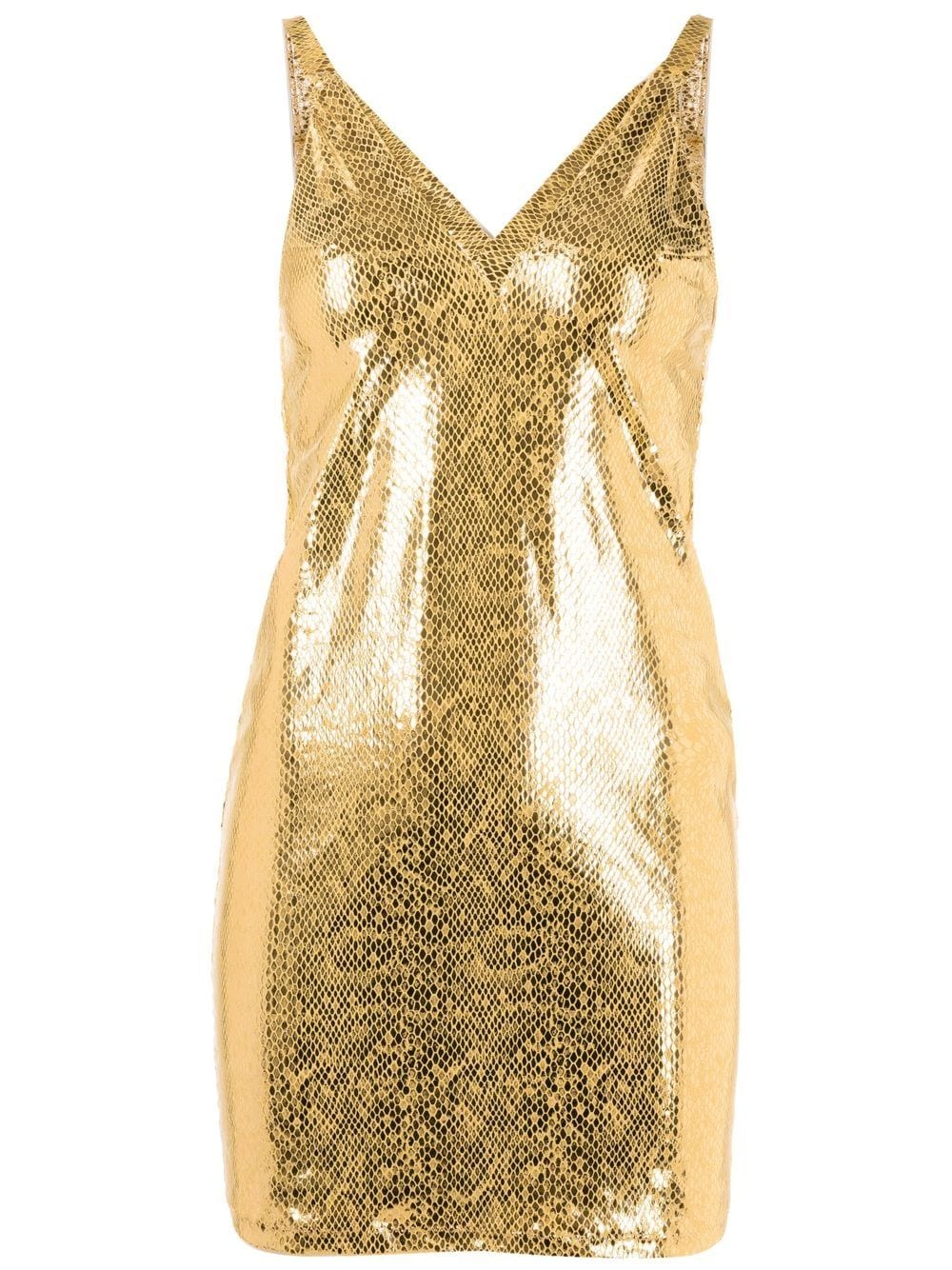 Amir Slama metallic snakeskin-effect mini dress - Gold von Amir Slama