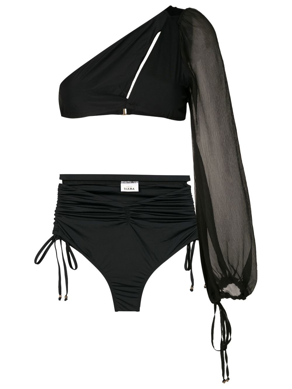 Amir Slama one-shoulder long-sleeve bikini set - Black von Amir Slama