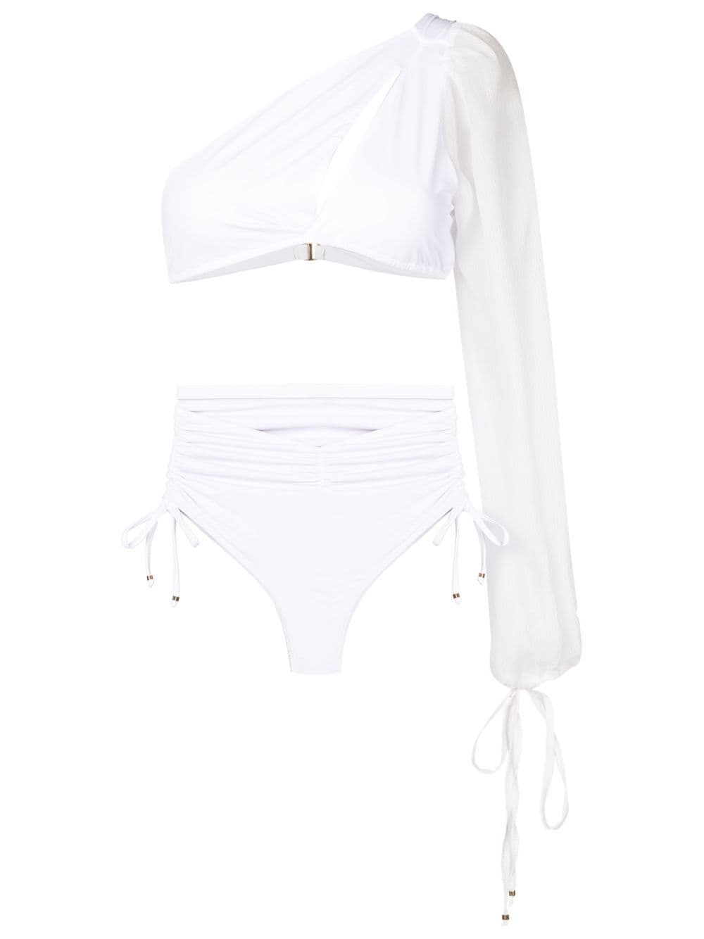 Amir Slama one-shoulder long-sleeve bikini set - White von Amir Slama
