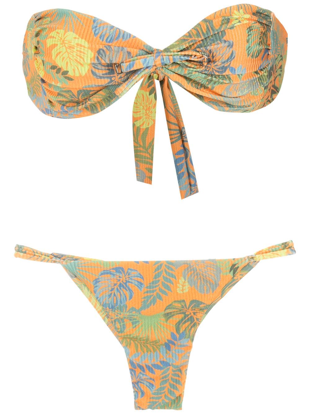 Amir Slama palm leaf print bandeau bikini - Orange von Amir Slama