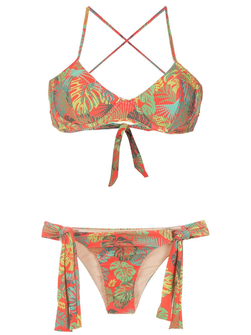 Amir Slama palm leaf print bikini - Red von Amir Slama