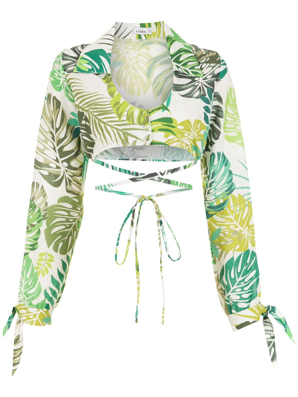 Amir Slama palm leaf print cropped shirt - Green von Amir Slama