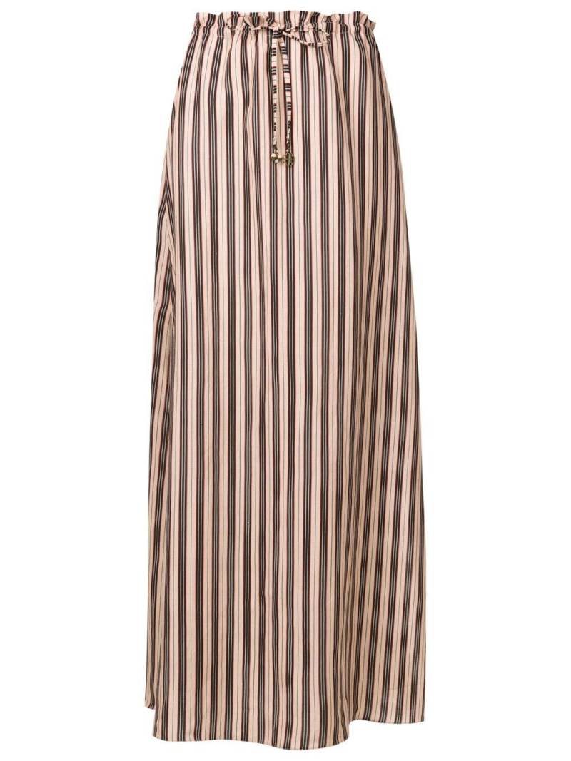 Amir Slama paper-bag stripe pattern linen skirt - Brown von Amir Slama