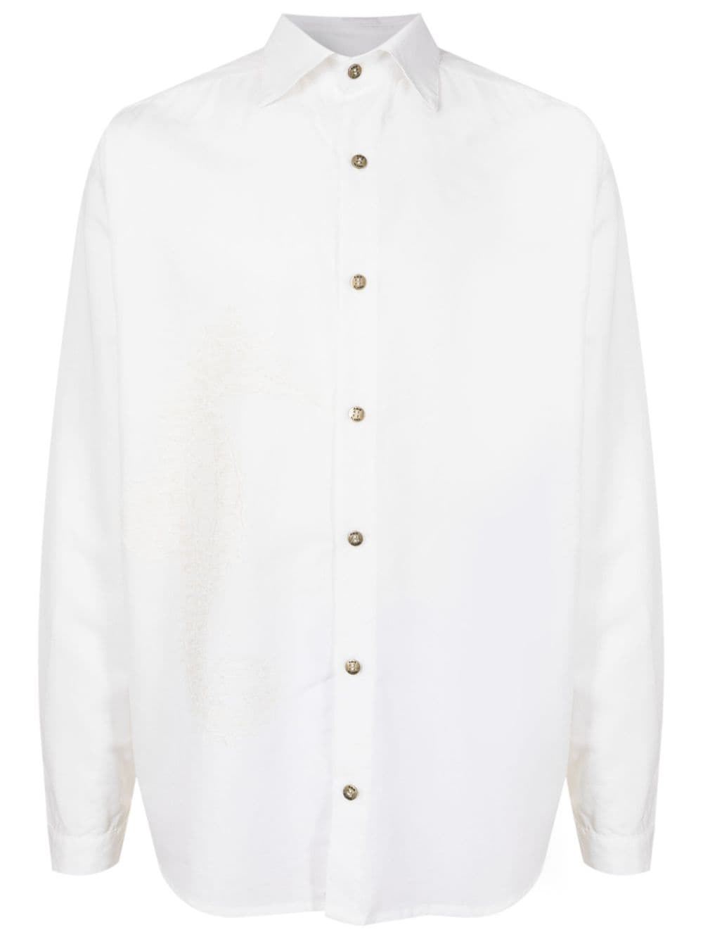 Amir Slama pattern-jacquard linen blend shirt - White von Amir Slama