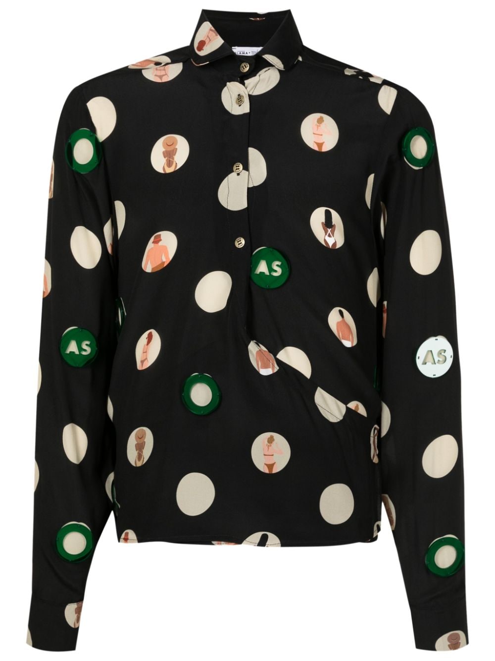 Amir Slama polka dot silk shirt - Black von Amir Slama