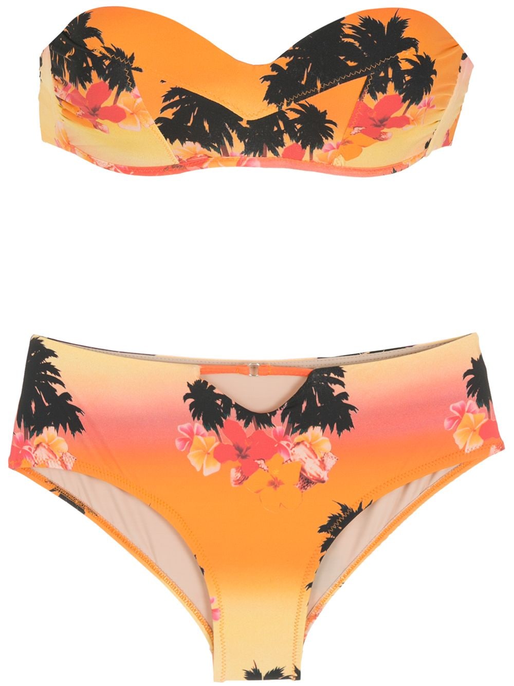 Amir Slama print Ilha de Hibiscus bikini set - Orange von Amir Slama