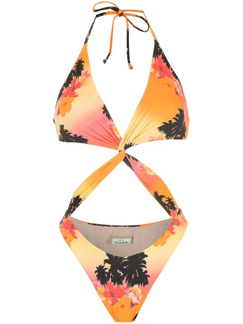 Amir Slama print Ilha de Hibiscus swimsuit - Orange von Amir Slama