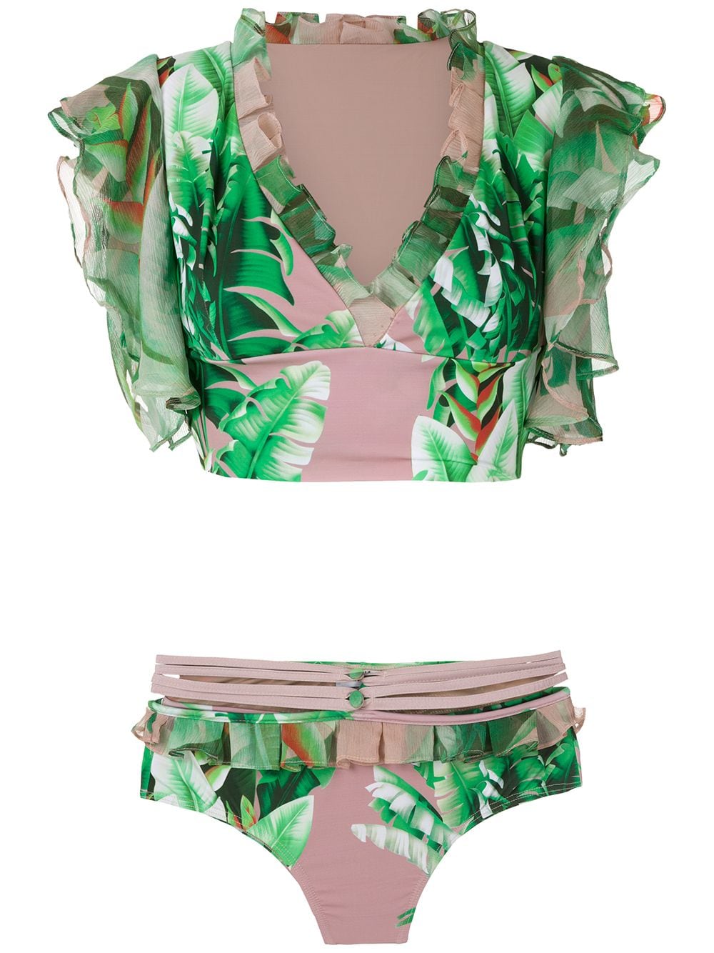 Amir Slama printed crop top bikini set - Green von Amir Slama