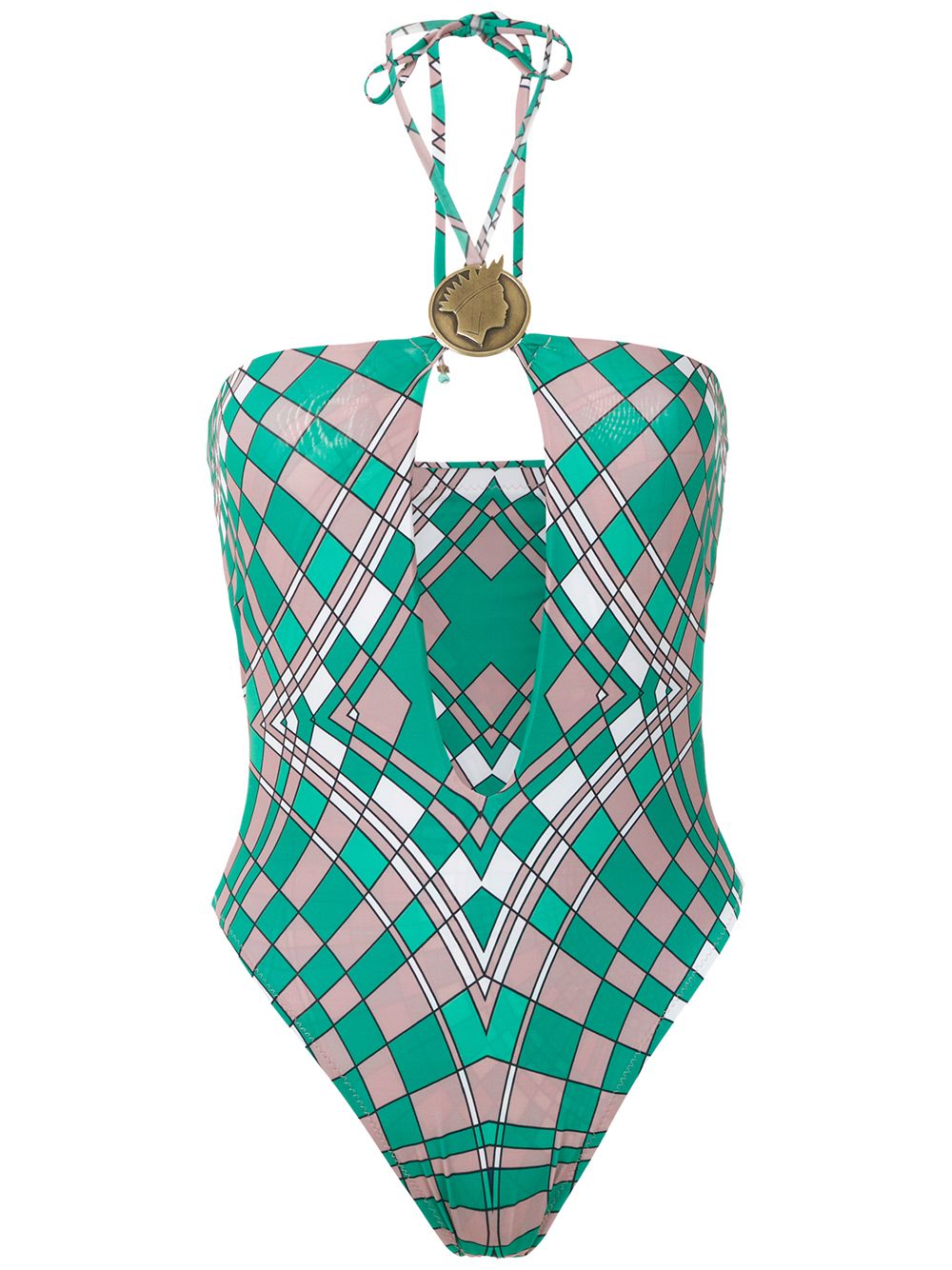 Amir Slama printed halterneck swimsuit - Green von Amir Slama