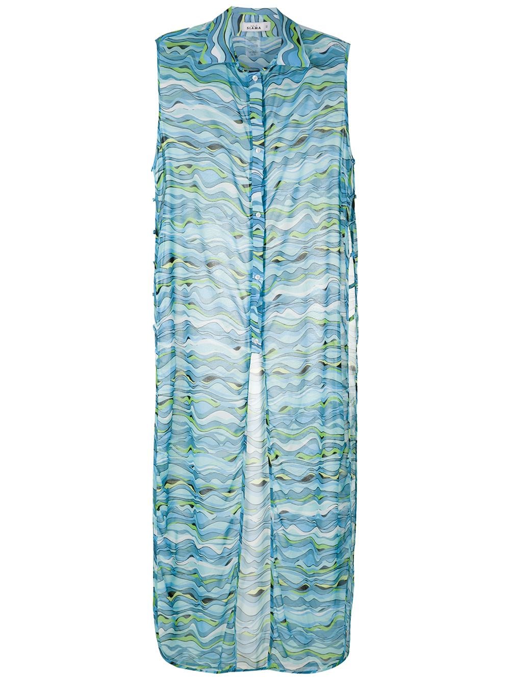 Amir Slama wave-print maxi kaftan - Blue von Amir Slama