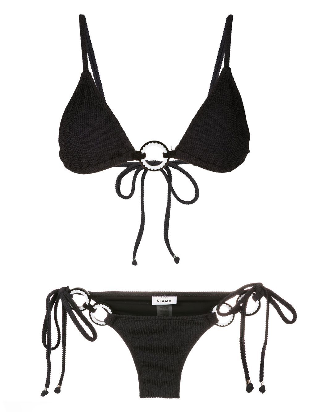 Amir Slama ribbed-detail tie-fastened bikini - Black von Amir Slama