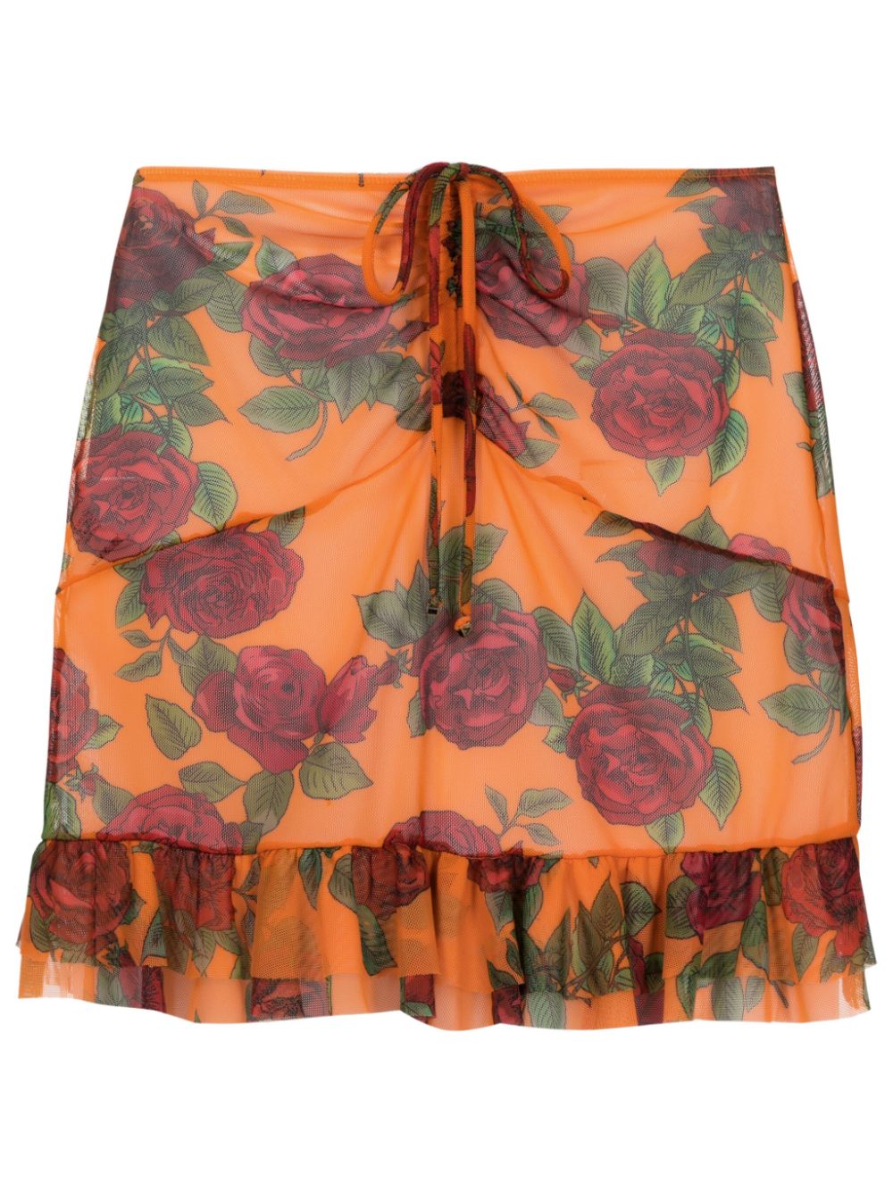 Amir Slama rose-pattern gathered miniskirt - Orange von Amir Slama