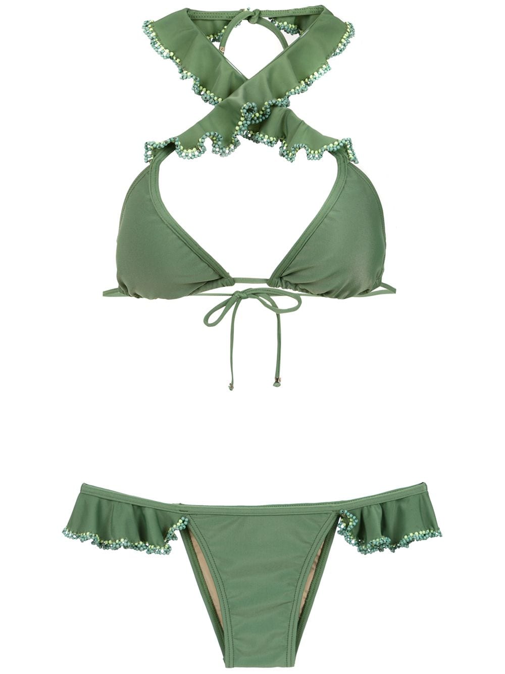 Amir Slama ruffled bikini - Green von Amir Slama