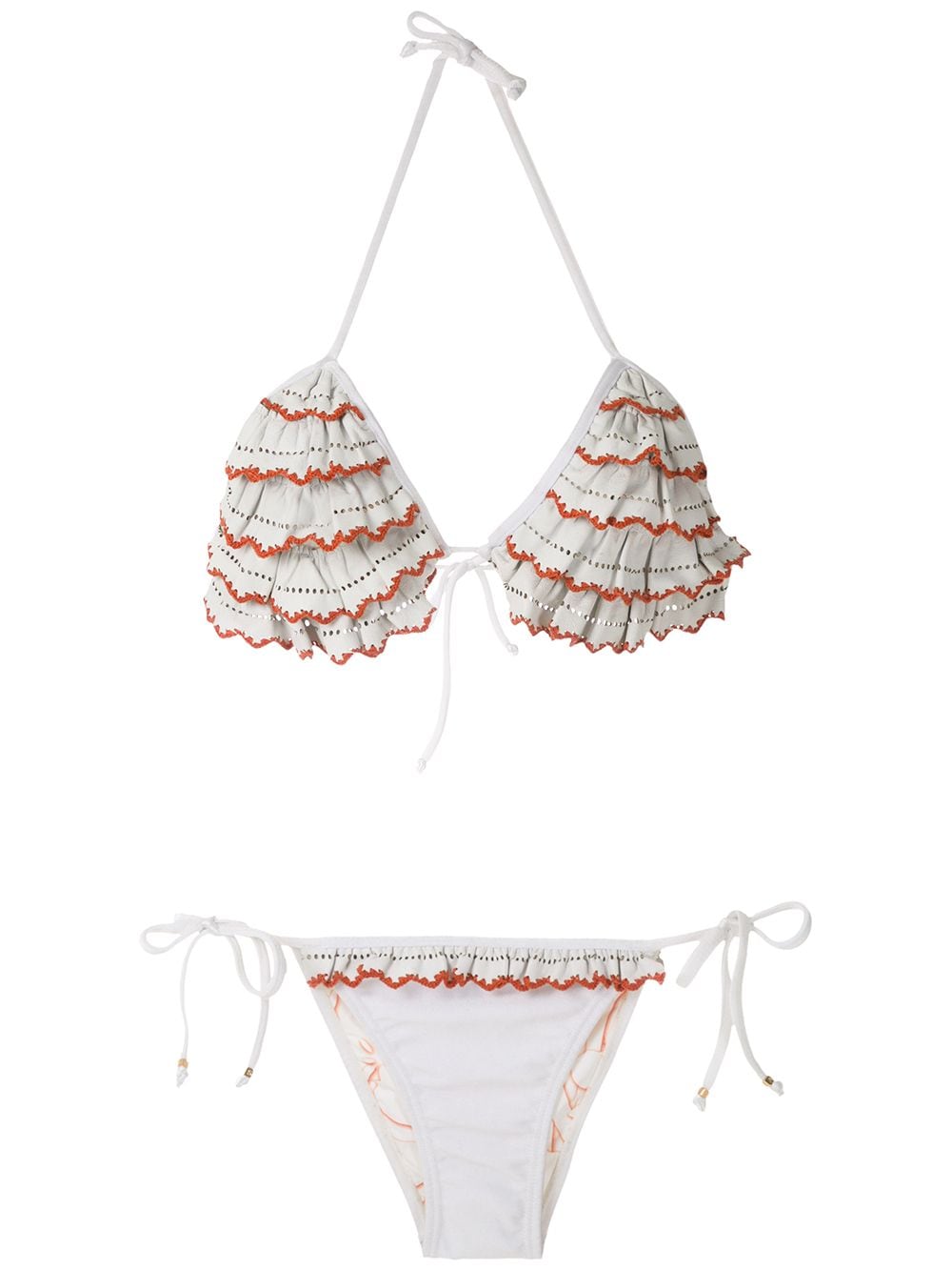 Amir Slama ruffled triangle bikini set - White von Amir Slama