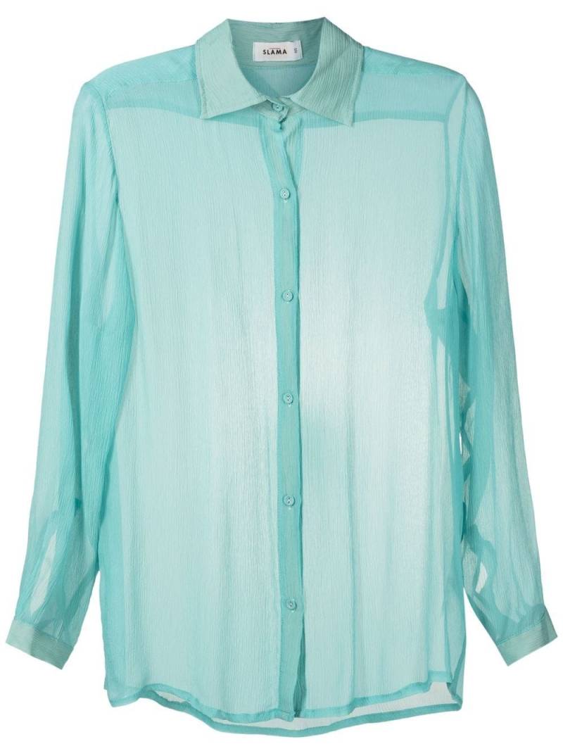 Amir Slama sheer crinkled silk shirt - Blue von Amir Slama