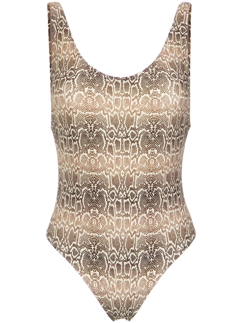 Amir Slama snake print swimsuit - Brown von Amir Slama