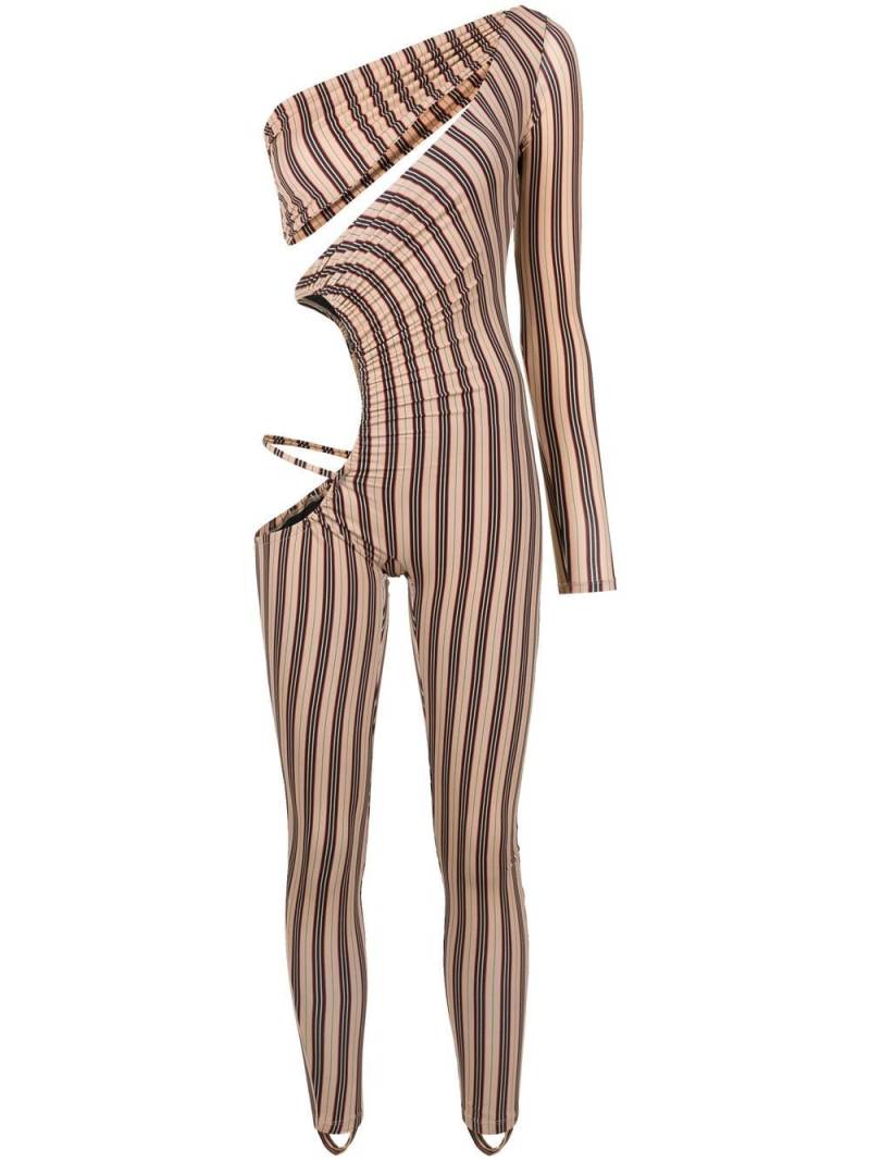 Amir Slama stripe-print one-shoulder jumpsuit - Multicolour von Amir Slama