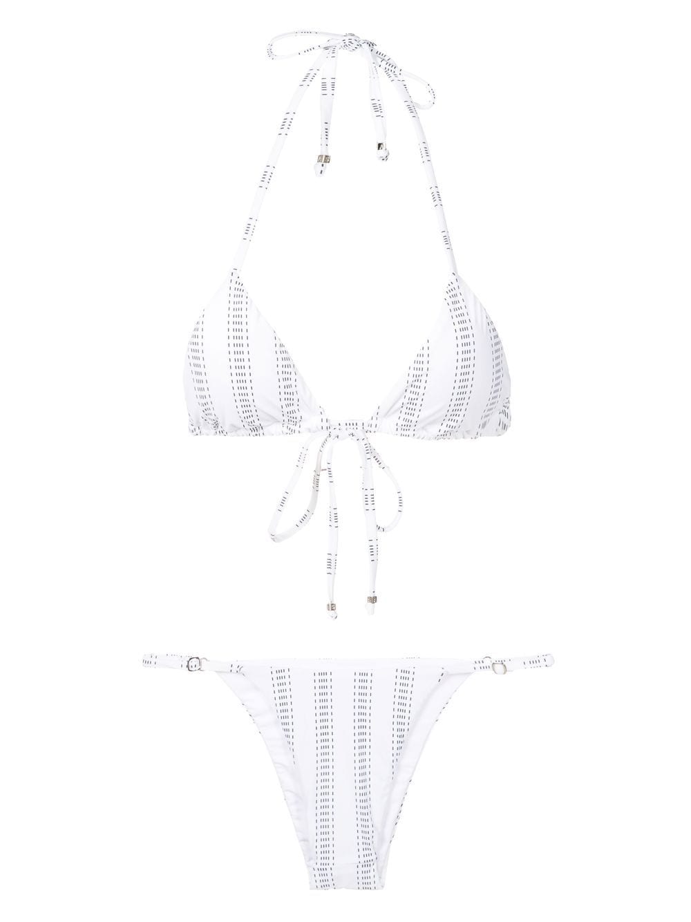 Amir Slama stripe-print triangle bikini set - White von Amir Slama