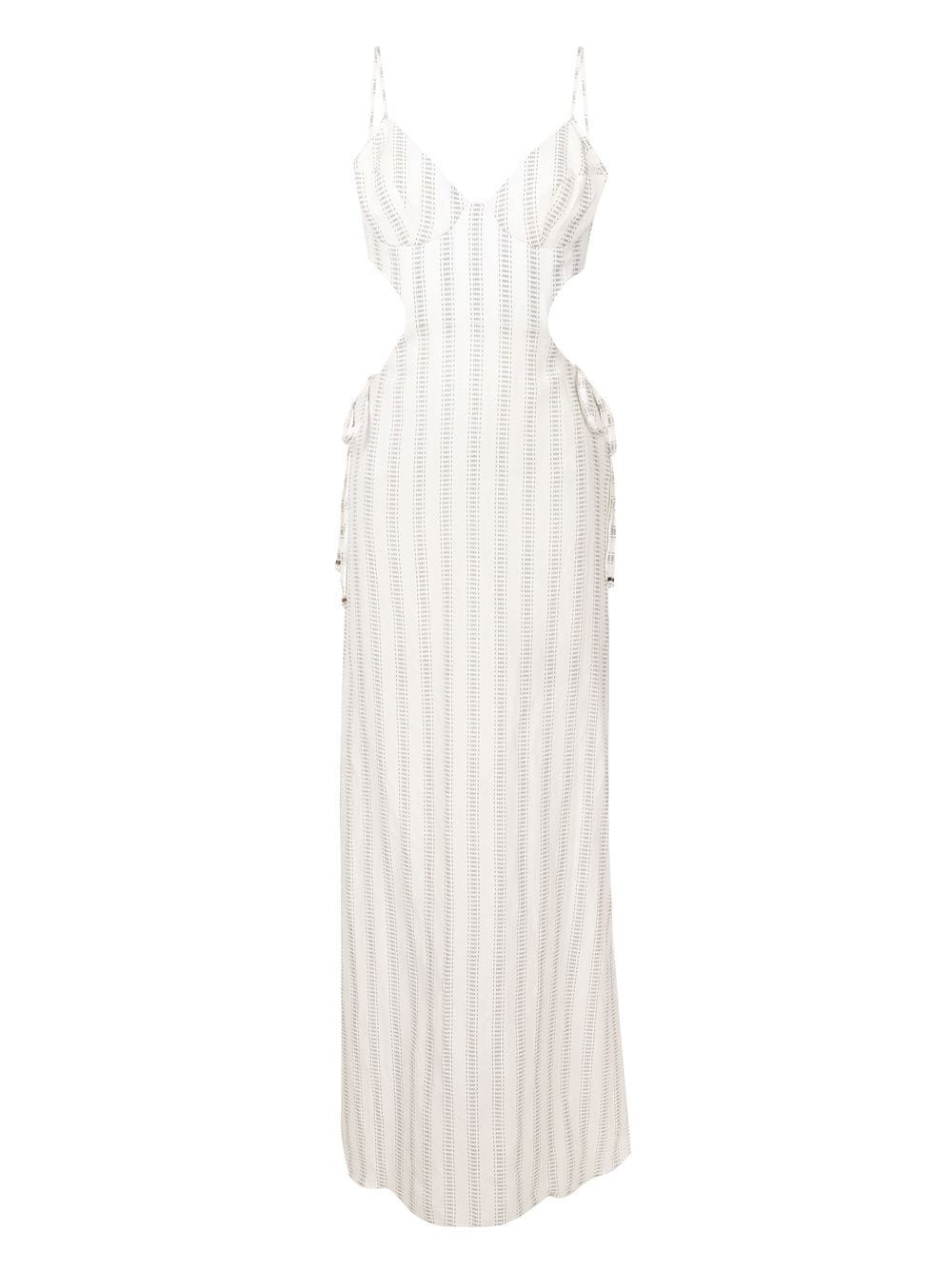 Amir Slama striped cut-out linen dress - White von Amir Slama