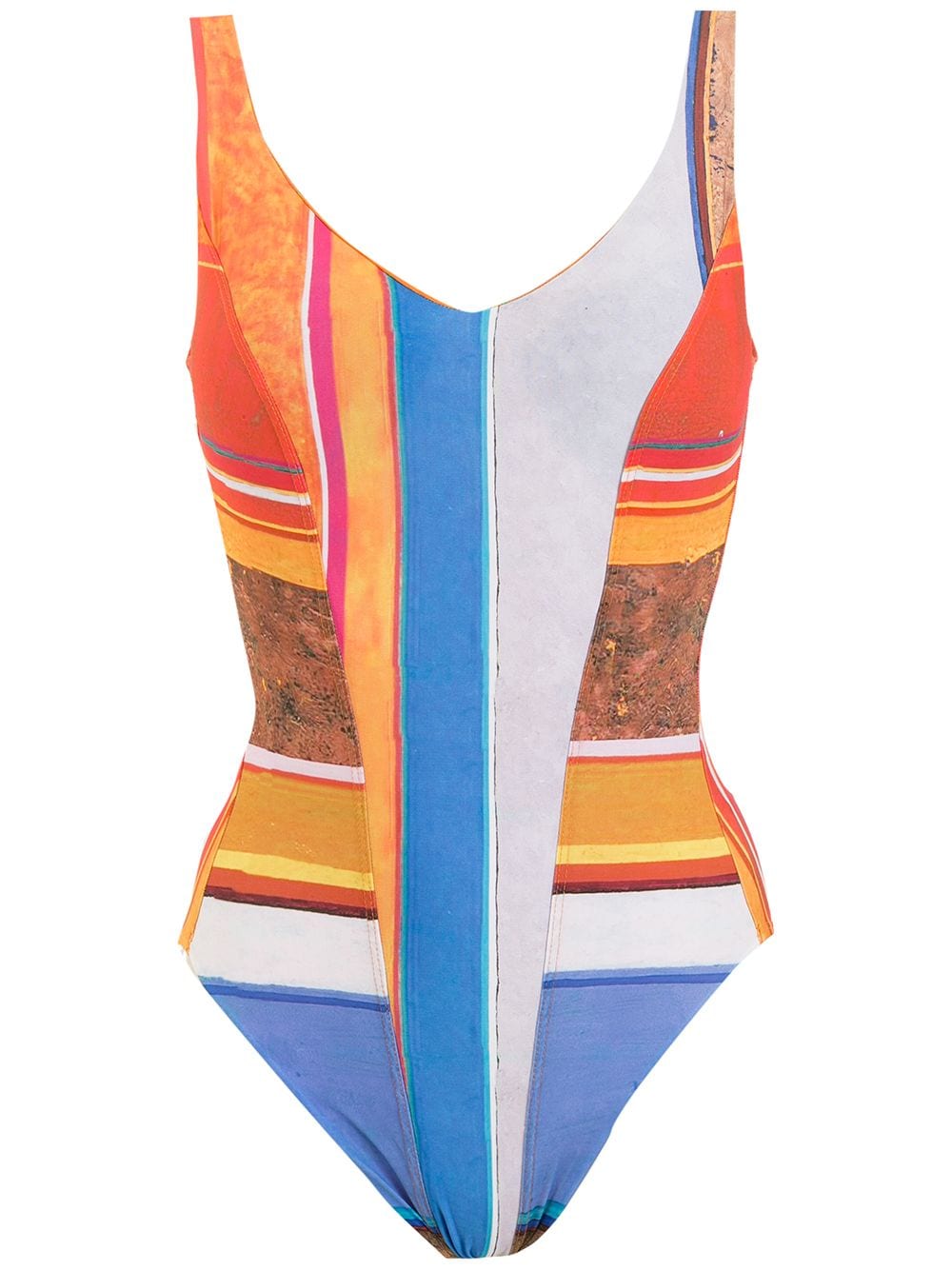 Amir Slama striped open-back swimsuit - Orange von Amir Slama