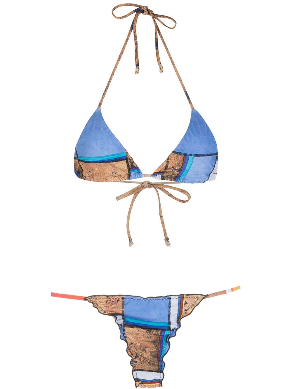 Amir Slama striped print Eco bikini set - Blue von Amir Slama