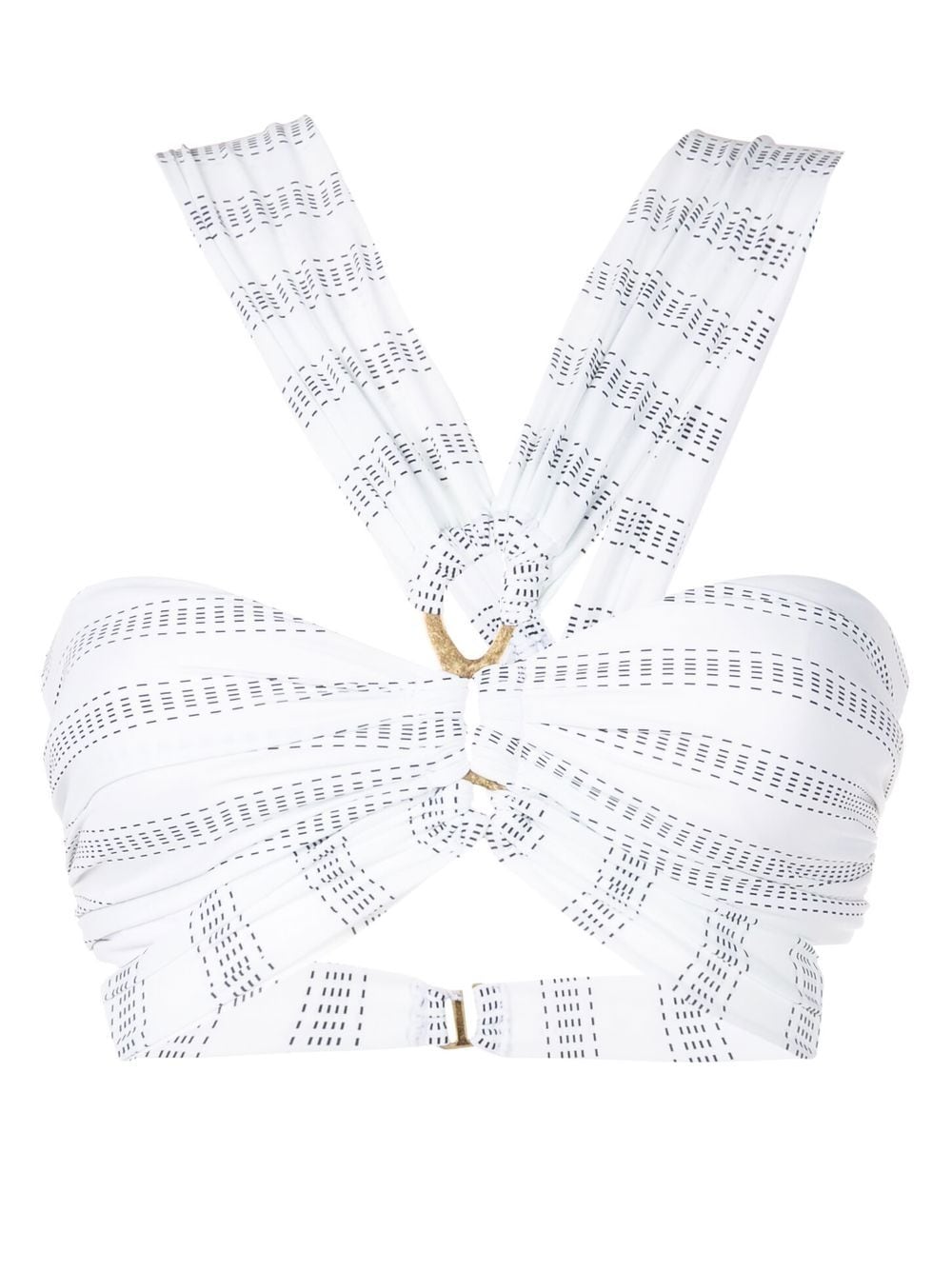 Amir Slama striped ring-detail bikini top - White von Amir Slama