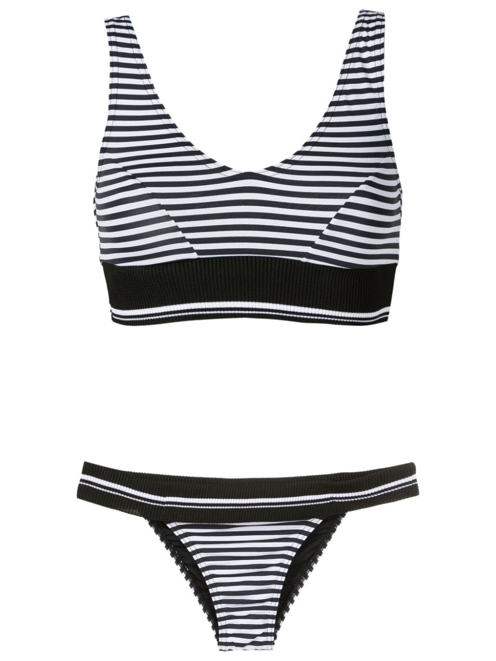 Amir Slama striped scoop-neck bikini - Black von Amir Slama