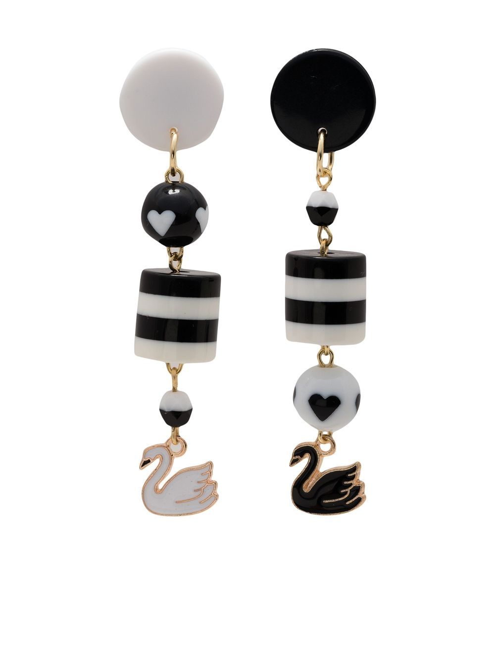 Amir Slama swan charm drop earrings - Black von Amir Slama