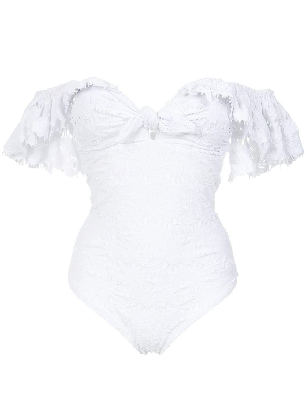 Amir Slama texture ruffled swimsuit - White von Amir Slama