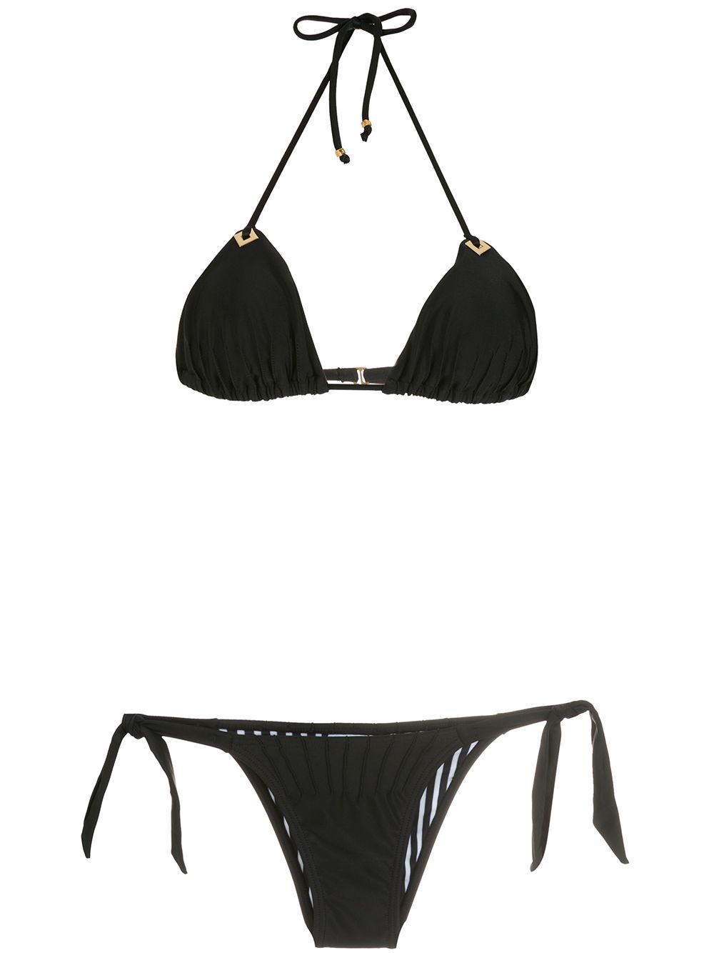 Amir Slama textured triangle bikini set - Black von Amir Slama