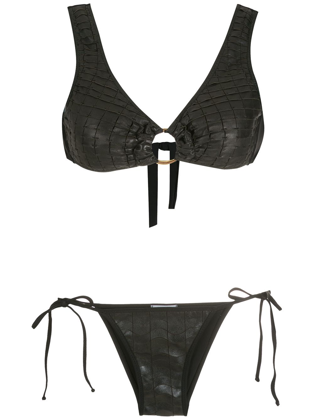 Amir Slama textured triangle bikini set - Black von Amir Slama