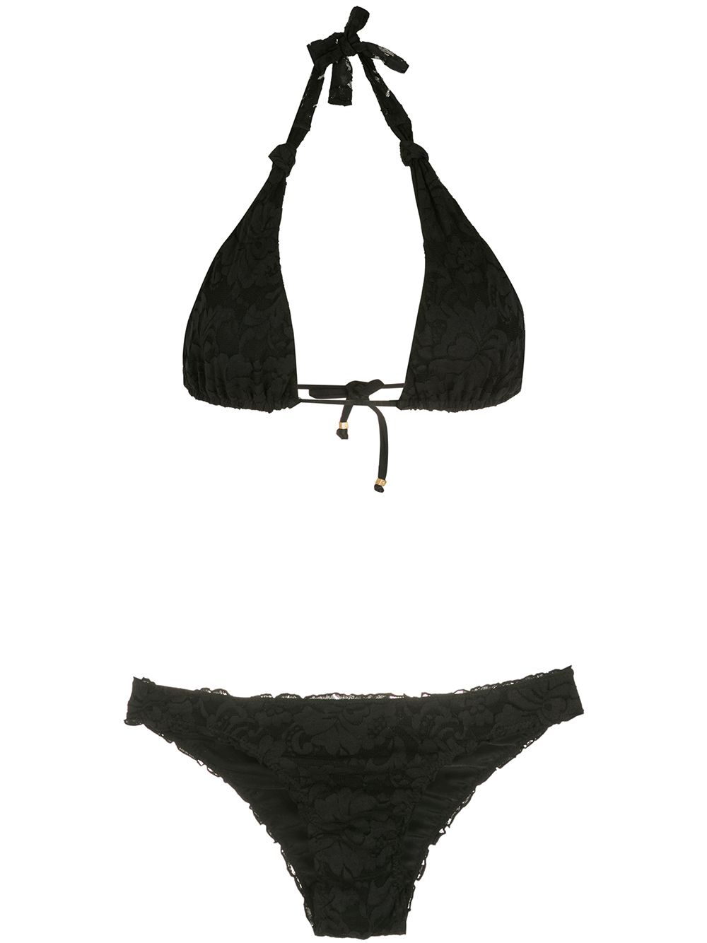 Amir Slama textured triangle bikini set - Black von Amir Slama