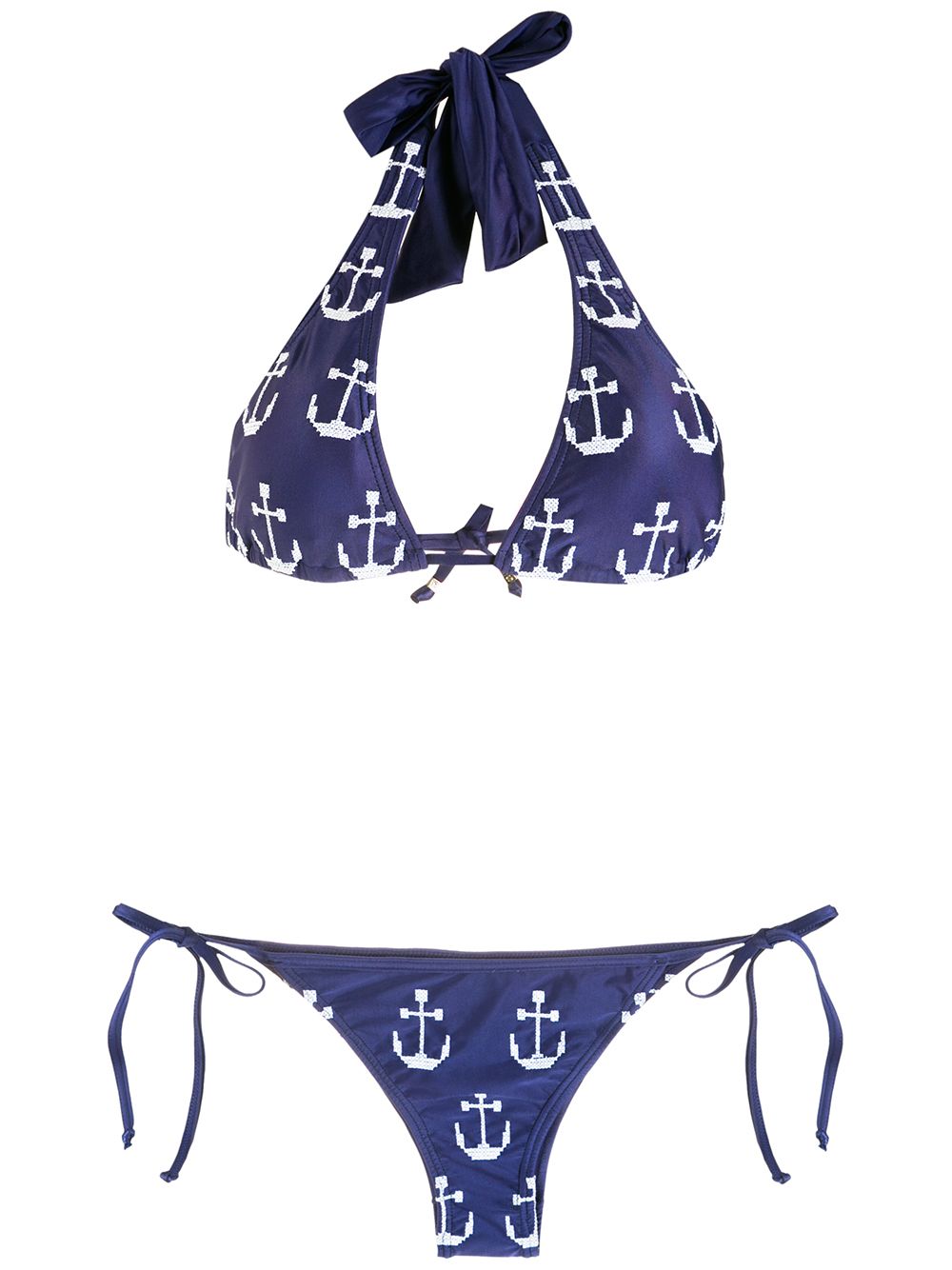 Amir Slama tie-fastening printed bikini set - Blue von Amir Slama