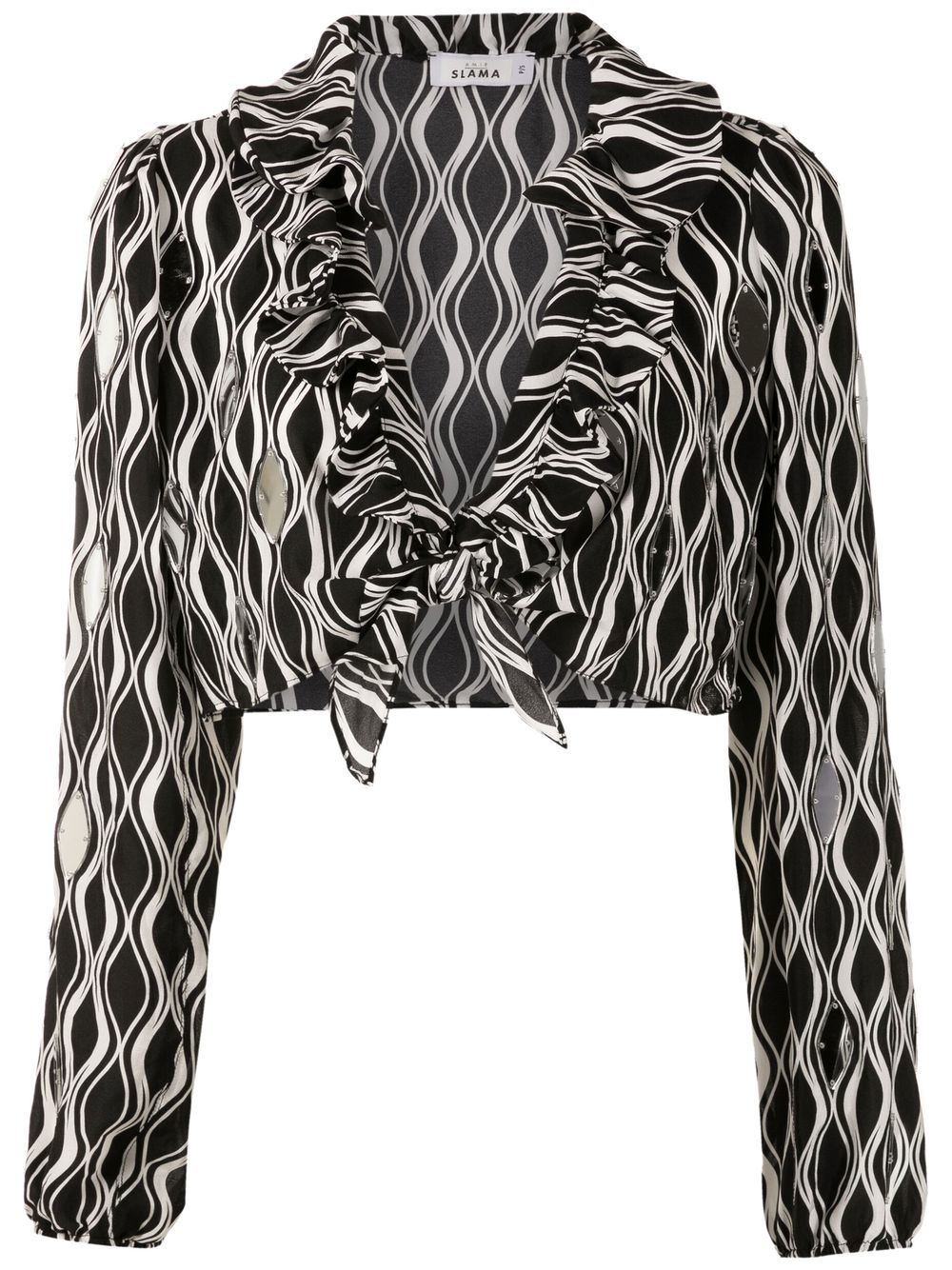 Amir Slama tie-front wave-print blouse - Black von Amir Slama