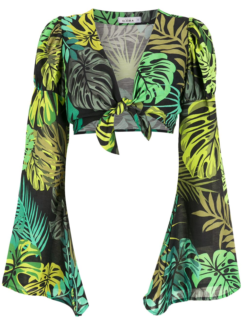 Amir Slama tropical print cropped tie blouse - Green von Amir Slama